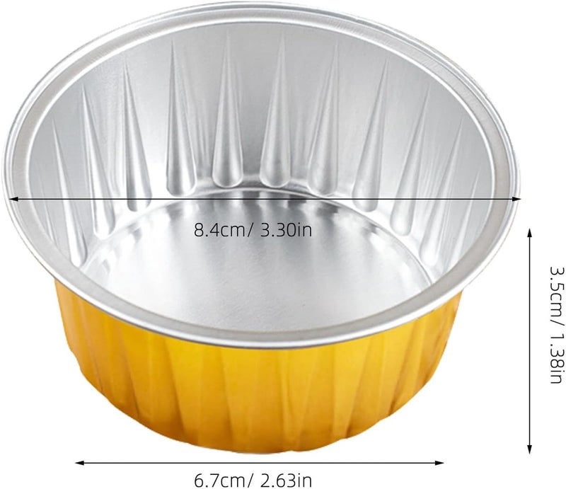 Angoily 50pcs Mini Aluminum Foil Baking Cups for Pudding and Egg Tart Mold, round Small Pudding Pans for Home Bakers and Professional Baking, Gold Disposable Ramekins for Cupcakes - Image 2