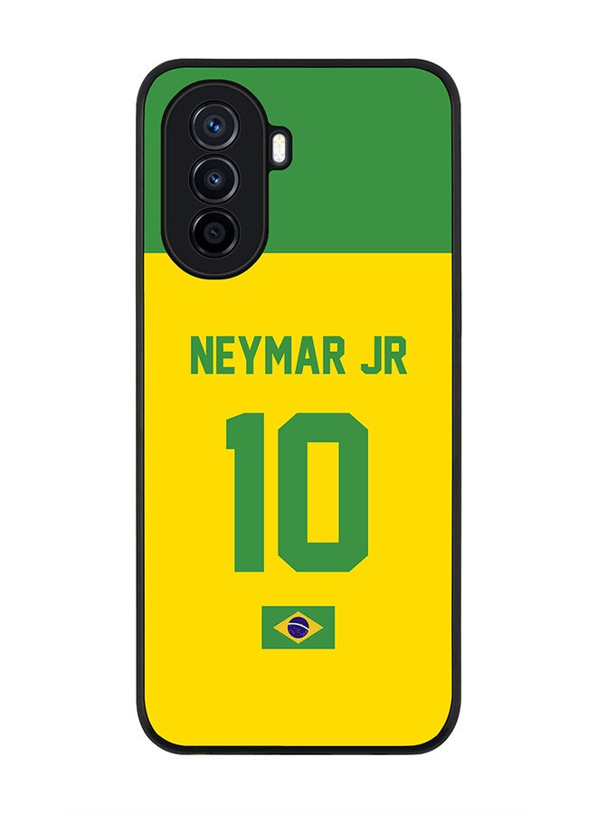 Stylizedd Rugged Black Edge case for Huawei nova Y71, Slim fit Soft Flexible Rubber Edges Anti Drop Cover - Football Team - Brazil, Player Name - Neymar Jr - Image 1