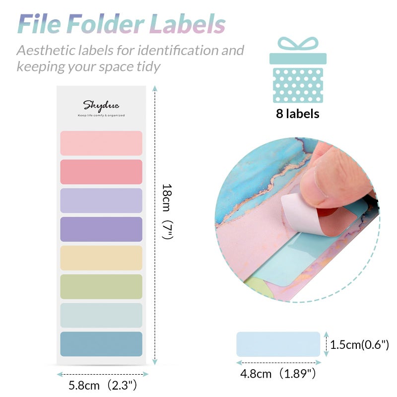 SKYDUE 5 Pockets Expanding File Folder, File Folders, Cute Accordion File Organizer with Labels (1 Pack, Lightblue) - Image 3