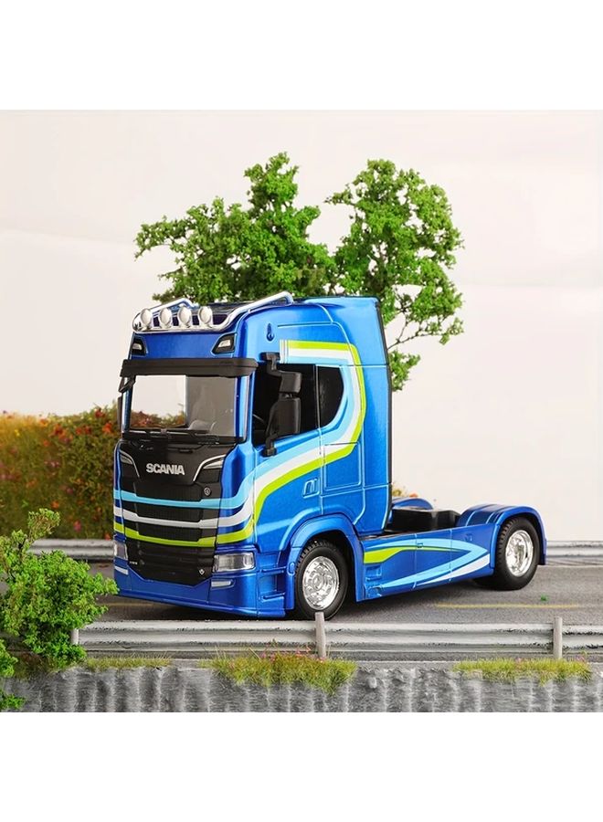 Blue Burago 1 43 Scale SCANIA Truck Head Model Zinc Alloy Die Cast Collectors Display - Image 1