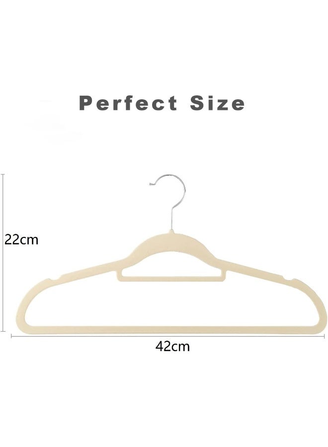 HOUSE DAY مجموعة 50 شماعة ملابس من هاوس داي، شماعات معطف مخملية غير قابلة للانزلاق، موفرة للمساحة، للبالغين L16.8 D1/4 بيج، مقاس واحد - Image 2