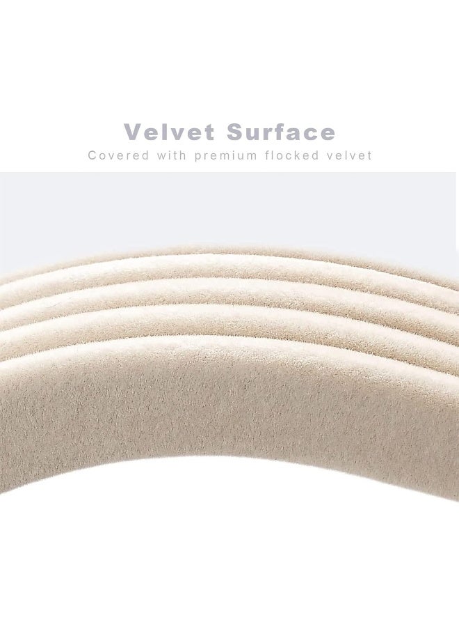 HOUSE DAY مجموعة 50 شماعة ملابس من هاوس داي، شماعات معطف مخملية غير قابلة للانزلاق، موفرة للمساحة، للبالغين L16.8 D1/4 بيج، مقاس واحد - Image 3