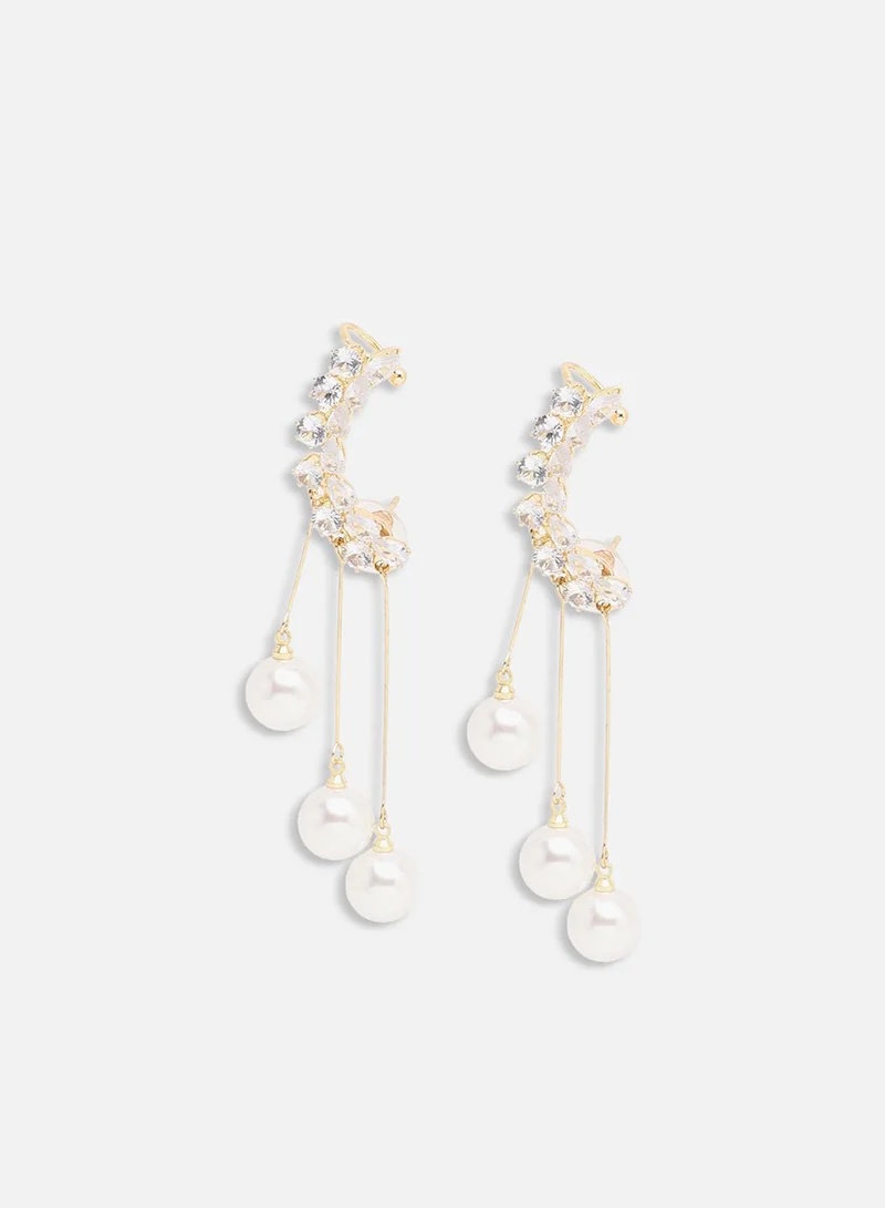 سوهي حلق من اللؤلؤ المطلي بالذهب