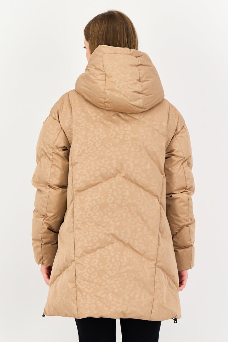 GEOX Women Allover Print Parka jacket, Brown - Image 3