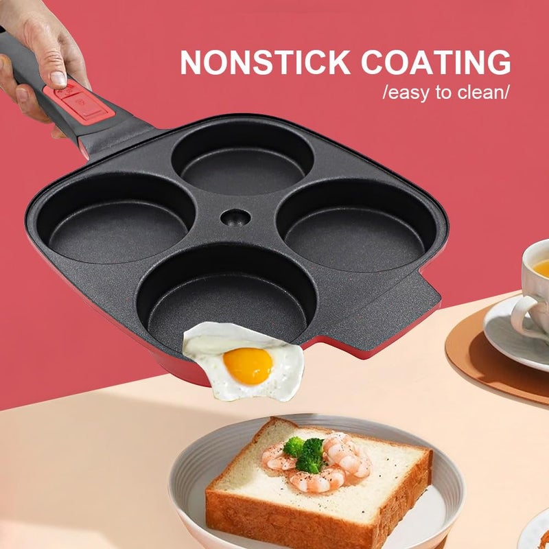 RANX INGST 4-Cup Egg Pan with Lid, Nonstick Omelette Skillet with Detachable Handle, Pancake Pan Egg Cooker Induction Compatible - Image 5