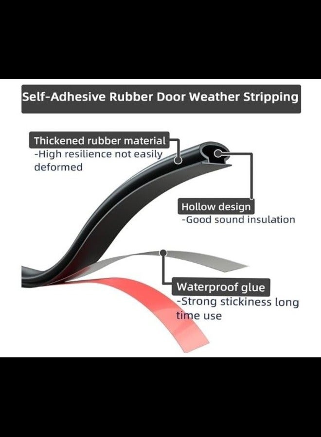 19.7 Feet Self-Adhesive Rubber Weather Stripping Door Seal, Soundproofing D-Shape Insulation Strip for Doors and Windows, Gap Blocker (Black) - Image 2