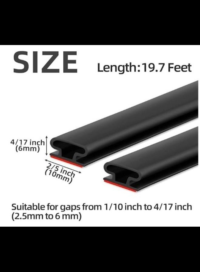 19.7 Feet Self-Adhesive Rubber Weather Stripping Door Seal, Soundproofing D-Shape Insulation Strip for Doors and Windows, Gap Blocker (Black) - Image 3
