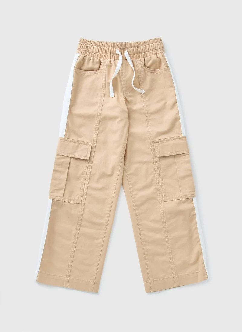 Matalan Girls Beige Cargo Parachute Trousers