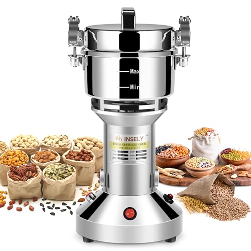 INSELY 150g Grain Mill, flour mill grinder for home, Electric Stainless Steel Grain Grinder for Wheat, Spices, coffee,Corn and Other Dry Food Grinders for Kitchen - Image 1