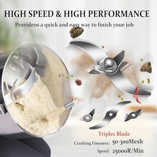 INSELY 150g Grain Mill, flour mill grinder for home, Electric Stainless Steel Grain Grinder for Wheat, Spices, coffee,Corn and Other Dry Food Grinders for Kitchen - Image 3