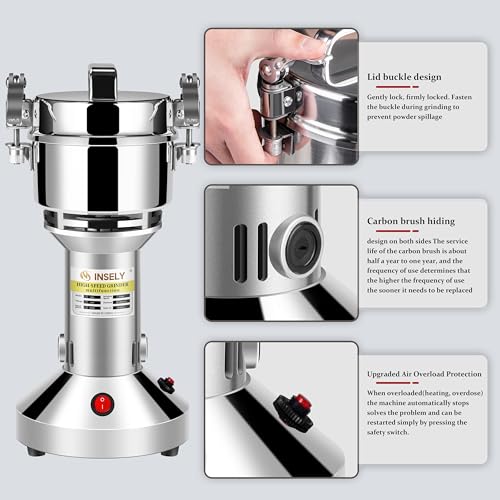INSELY 150g Grain Mill, flour mill grinder for home, Electric Stainless Steel Grain Grinder for Wheat, Spices, coffee,Corn and Other Dry Food Grinders for Kitchen - Image 5