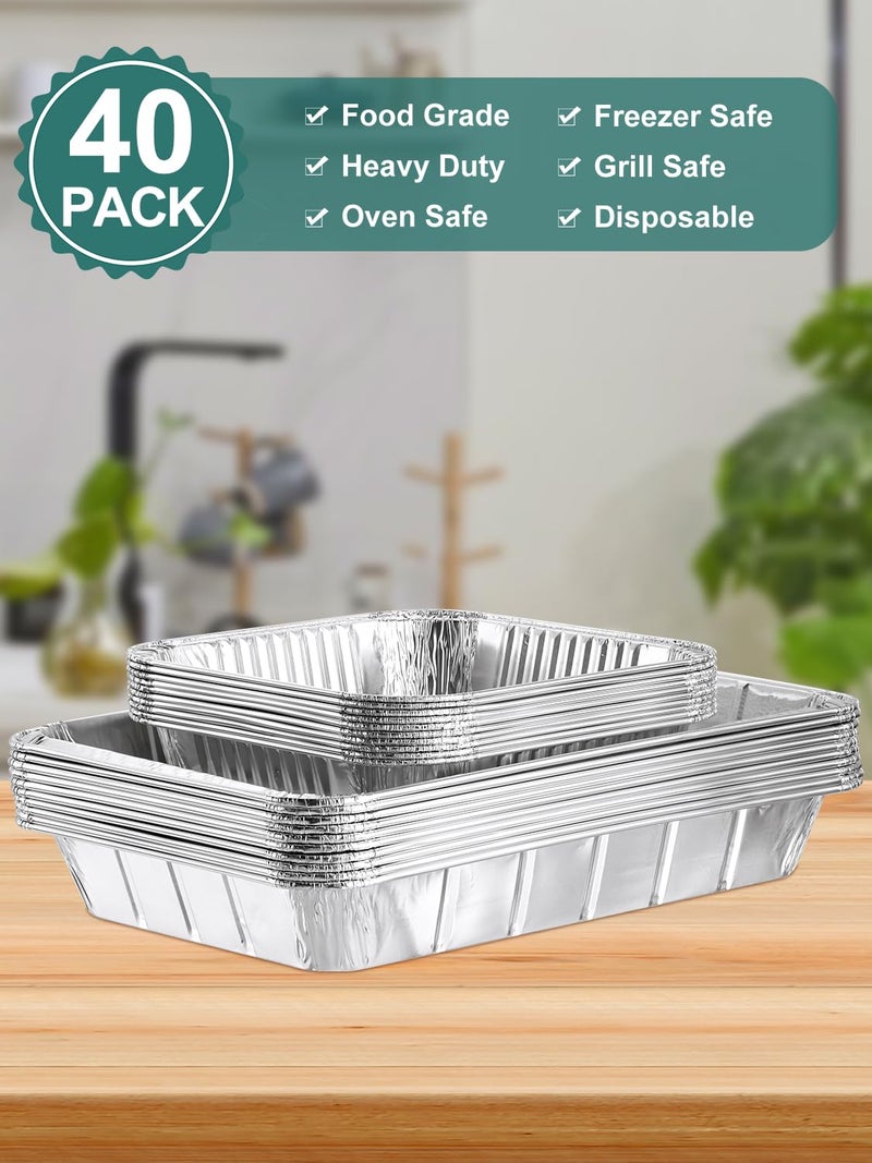 NEEBAKE 40 Pack Disposable Aluminum Pans Combo Set - 20 Large 9x13 Aluminum Foil Pans Half Size & 20 Small 8x8 Tin Foil Baking Pans, Tin Trays Containers for Meal Prep, Food Cooking, Roasting, Heating - Image 3