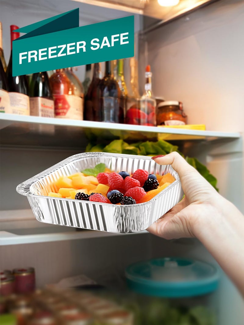 NEEBAKE 40 Pack Disposable Aluminum Pans Combo Set - 20 Large 9x13 Aluminum Foil Pans Half Size & 20 Small 8x8 Tin Foil Baking Pans, Tin Trays Containers for Meal Prep, Food Cooking, Roasting, Heating - Image 4