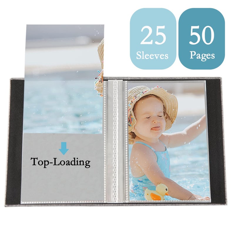Artmag Mini Photo Album 4x6 50 Pockets 2 Pack  Linen Cover with Front Window Album Hold 100 Vertical Photos for Family Wedding Baby Children (Teal) - Image 3