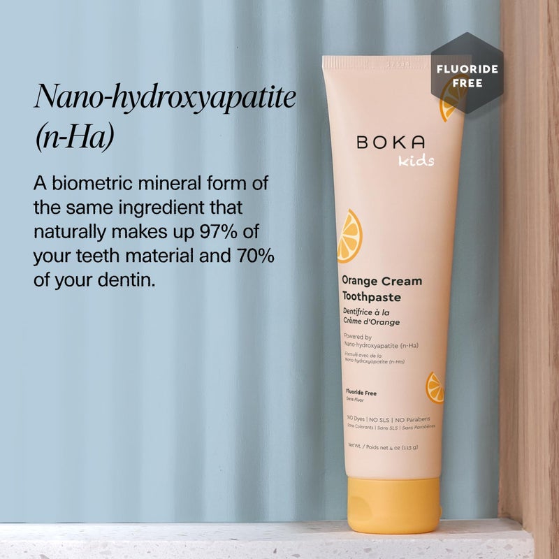 Boka Fluoride Free Toothpaste Nano Hydroxyapatite Toothpaste - Orange Cream Flavor, 4 oz 3Pk US Manufactured - Image 4