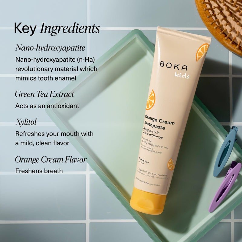 Boka Fluoride Free Toothpaste Nano Hydroxyapatite Toothpaste - Orange Cream Flavor, 4 oz 3Pk US Manufactured - Image 5