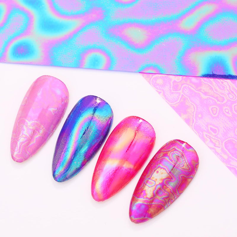 JERCLITY 10 Rolls Aurora Iridescence Nail Foil Transfer Sticker Kit Holographic Decals Laser Nail Foil Transfer Stickers Wraps - Image 5