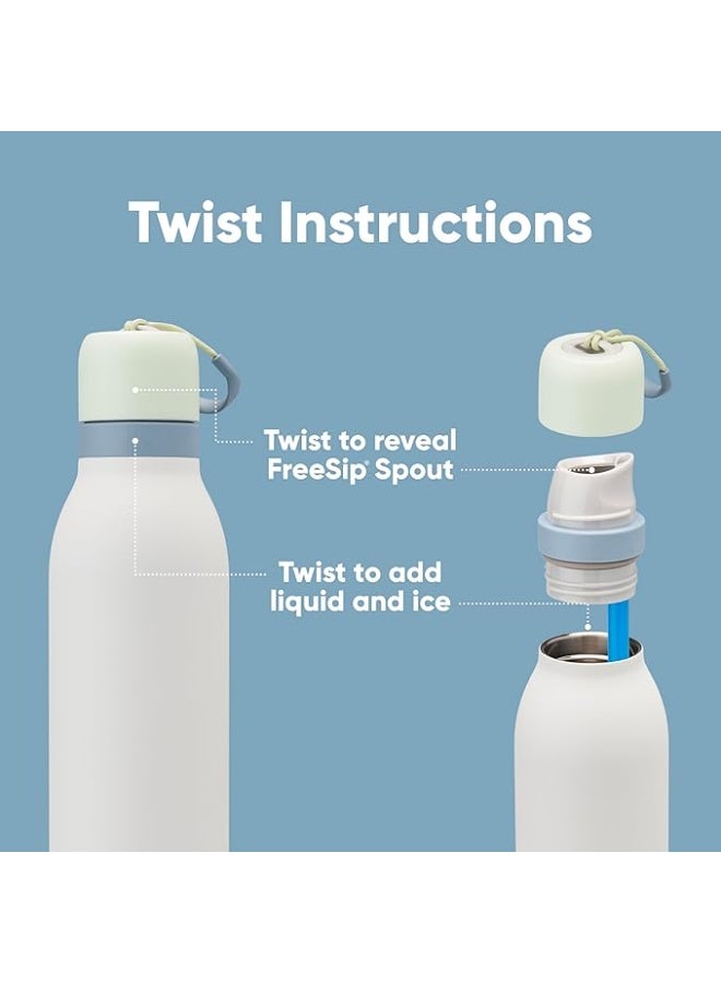 أوالا زجاجة مياه معزولة من الفولاذ المقاوم للصدأ FreeSip Twist مع شفاطة للرياضة والسفر خالية من BPA سعة 24 أونصة - Image 3