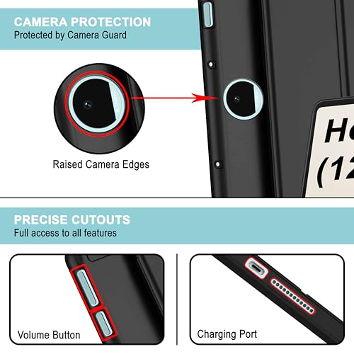 CEDO Tri-Fold for Honor Pad 9 (12.1 in) Smart Case Flip Cover with Multi Viewing Angles Stand | Leather Finish | Heat Dissipation | TPU Backcover (Black) - Image 5
