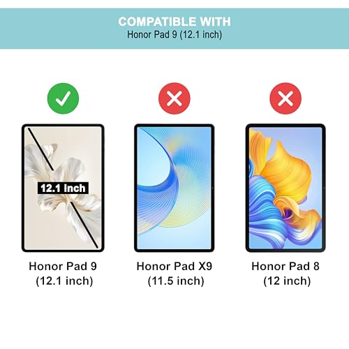 CEDO Tri-Fold for Honor Pad 9 (12.1 in) Smart Case Flip Cover with Multi Viewing Angles Stand | Leather Finish | Heat Dissipation | TPU Backcover (Black) - Image 2