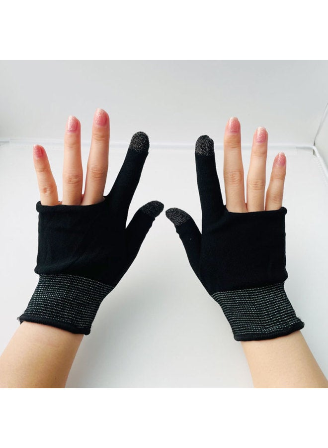 2023 Two-finger Touch Screen Gloves Eat Chicken Hand Swimming Finger Sleeve Breathable Labor Gloves Silver Fiber Game Aid-Product Color:Two Finger Cuff - Image 2