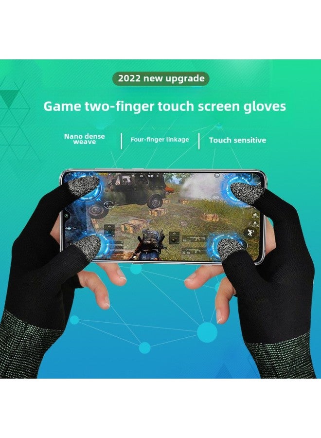 2023 Two-finger Touch Screen Gloves Eat Chicken Hand Swimming Finger Sleeve Breathable Labor Gloves Silver Fiber Game Aid-Product Color:Two Finger Cuff - Image 3
