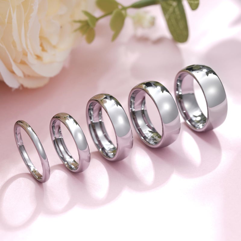 King Will 6mm Tungsten Carbide Wedding Band for Men Women Classic Promise Engagement Rings for Couples Domed Style High Polish Finished Comfort Fit, Silver Size 8.5 - Image 3