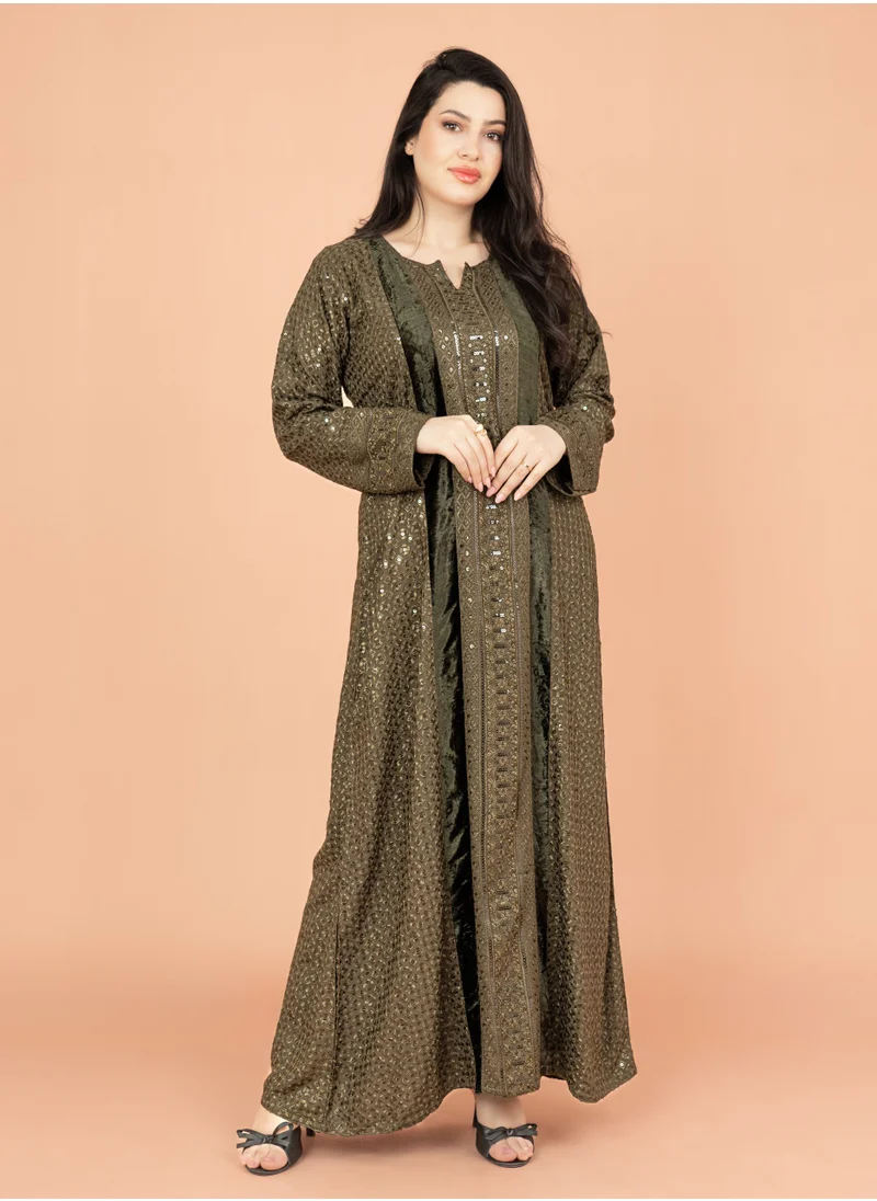 IKKXA Embroidery Sparkling Jalabiya IN018