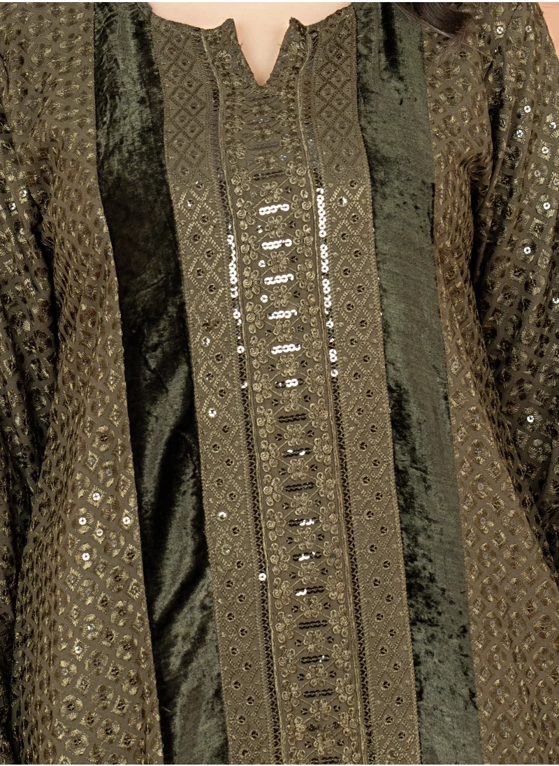 IKKXA Embroidery Sparkling Jalabiya IN018