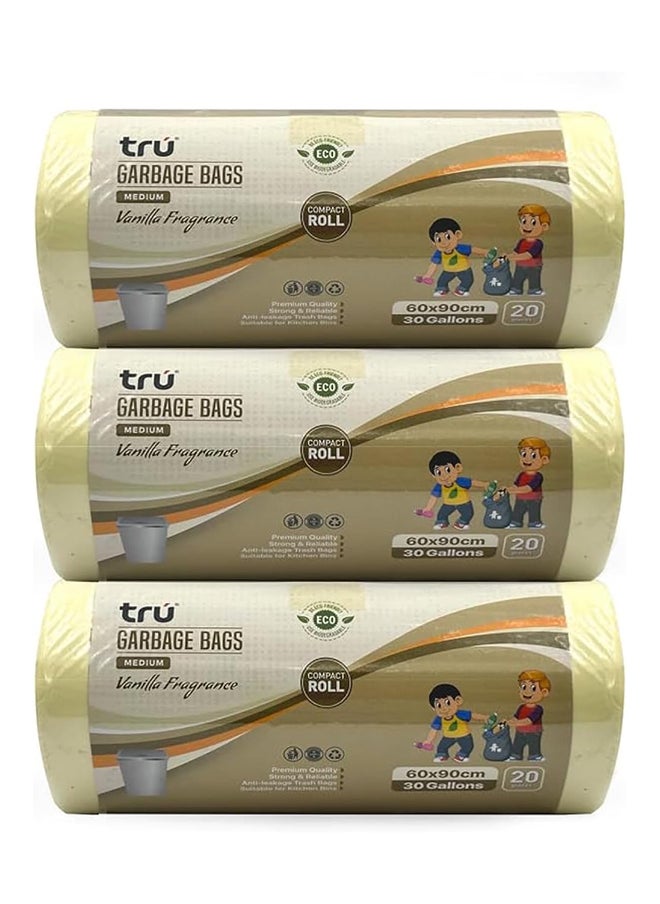Tru Vanilla Scented Garbage Bags Compact Roll 60x90cm - Pack of 3  - Image 1