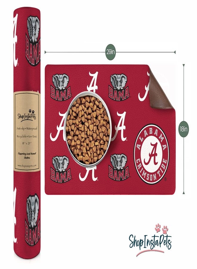 ShopInstaPets Alabama Crimson Tide Officially Licensed Food and Water Mat for Dogs and Cats | 18" x 29" | Non-Slip | Water-Proof - Image 2