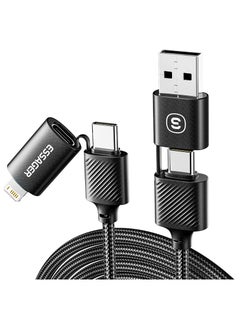 ESSAGER 4 In 1 Usb Data Cable, 65W PD Fast Charging Wire Type Charging Cable, Portable And Durable High Speed Data Transfer Cable For Mobile Phones And Tablets, (1pc, 0.3m Length, Black)  - Image 1
