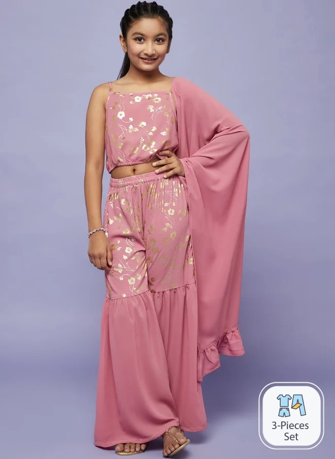 AKS Pink 3-Piece Ethnic Set for Girls