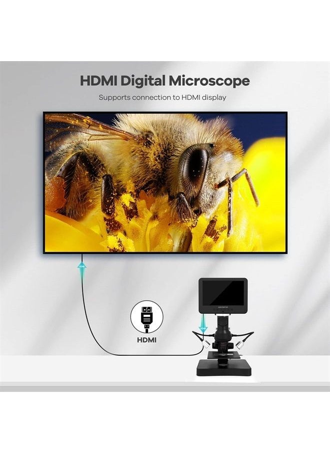 Andonstar - AD246S-P HDMI Digital Microscope with 7'' Screen, 4000x 3 Lens 2160P UHD Video Record, Coin Microscope for Error Coins, Biological Microscope Kit for Adults and Kids, Prepred Slides - Image 1