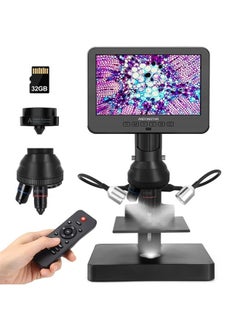 AD246S-P HDMI Digital Microscope with 7'' Screen, 4000x 3 Lens 2160P UHD Video Record, Coin Microscope for Error Coins, Biological Microscope Kit for Adults and Kids, Prepred Slides