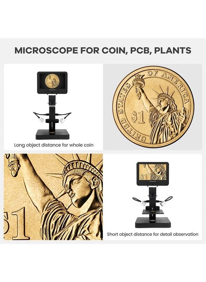 Andonstar - AD246S-P HDMI Digital Microscope with 7'' Screen, 4000x 3 Lens 2160P UHD Video Record, Coin Microscope for Error Coins, Biological Microscope Kit for Adults and Kids, Prepred Slides - Image 1