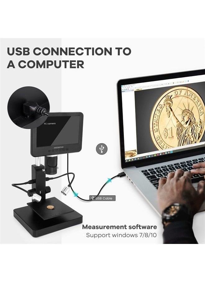 Andonstar - AD246S-P HDMI Digital Microscope with 7'' Screen, 4000x 3 Lens 2160P UHD Video Record, Coin Microscope for Error Coins, Biological Microscope Kit for Adults and Kids, Prepred Slides - Image 1