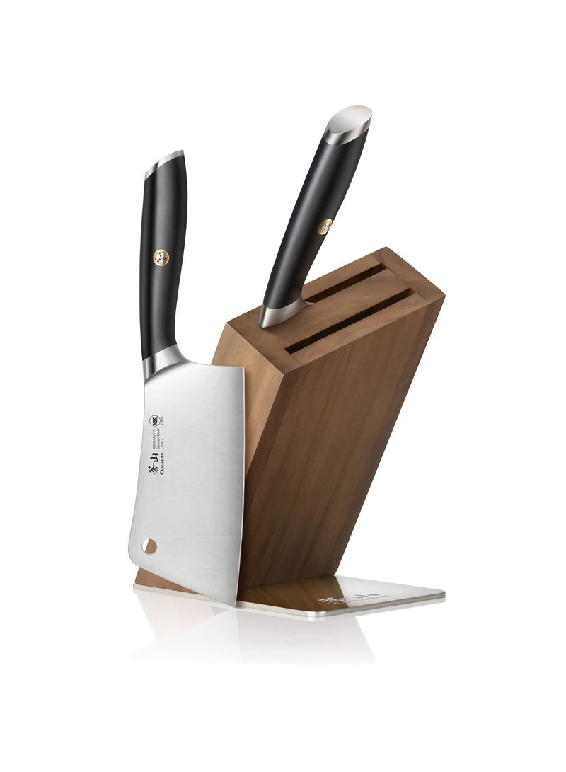 CANGSHAN L1 Series 3-Piece HUA Cleaver Knife Block Set, Forged German Steel Black  - Image 1