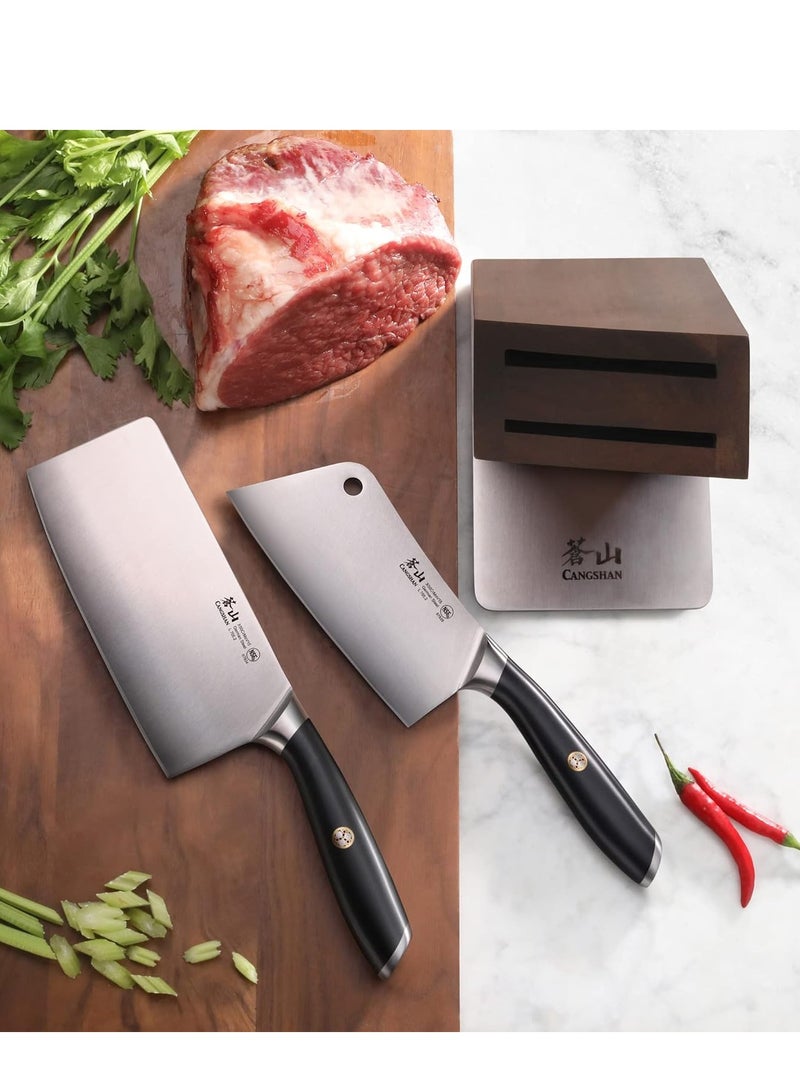 CANGSHAN L1 Series 3-Piece HUA Cleaver Knife Block Set, Forged German Steel Black  - Image 3