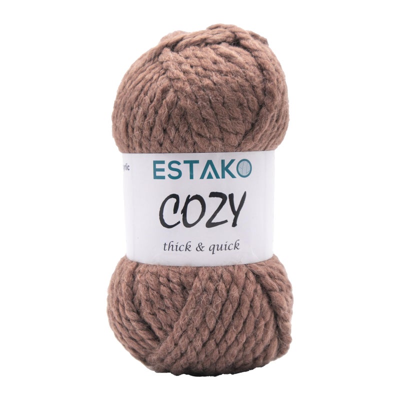 Estako Cozy Thick & Quick Yarn 20% Wool 80% Acrylic Soft Super Bulky Weight #6 Knitting and Crocheting Yarn 3.52 oz (100gr) 65 yds (60 m) (57117-Coffee) - Image 1