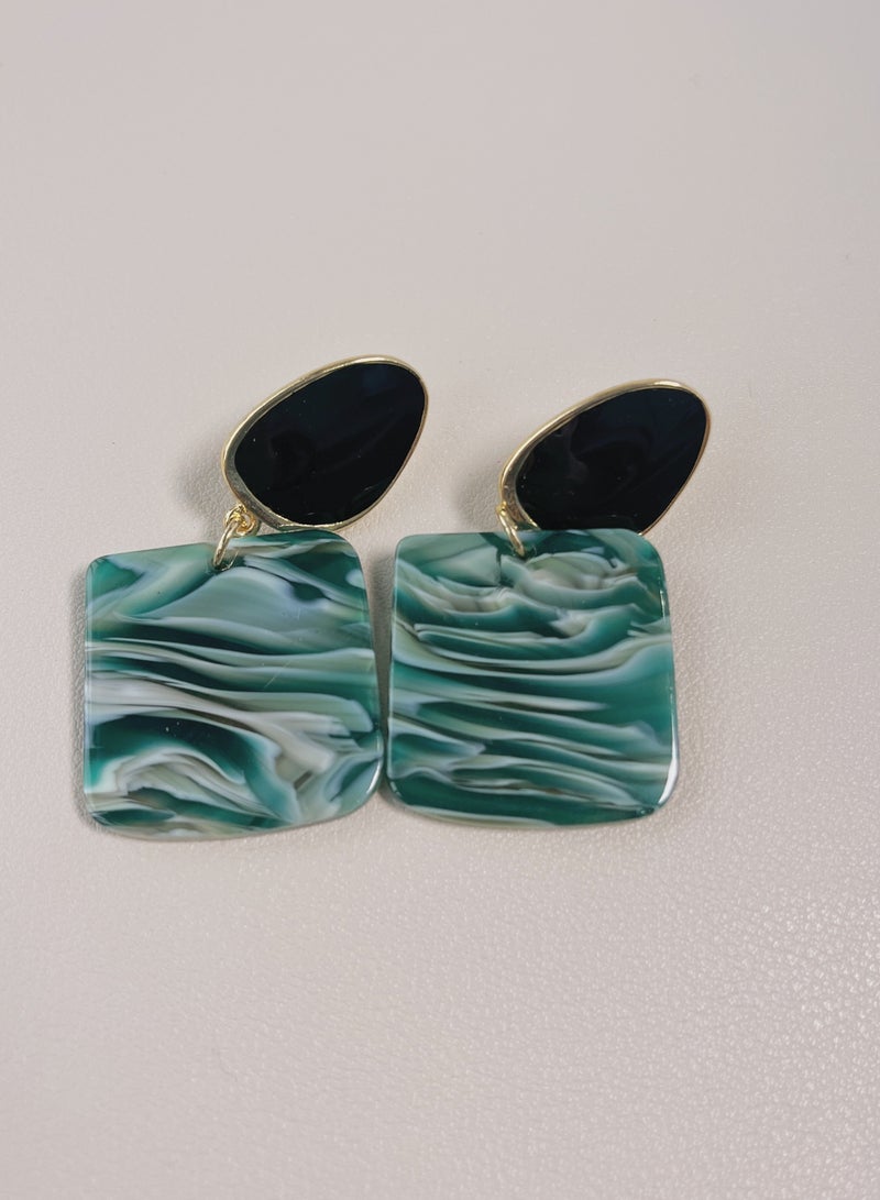 Generic 925 Sterling Silver Needle Geometry Green Dangle Earrings for Women and Girls Comes With a Gift Box Ideal for Everyday Fashion Jewelry - Image 2