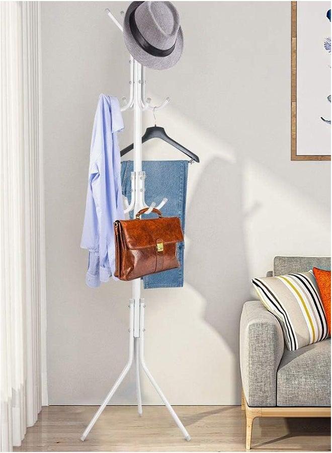 HOMESTAR Multi-Functional Metal Clothes Rack, 12 Hooks Hall Tree Coat Hanger Holder Home Enterway Storage Stand for Coat, Hat, Clothes, Scarves, Handbags, Umbrella White - Image 4