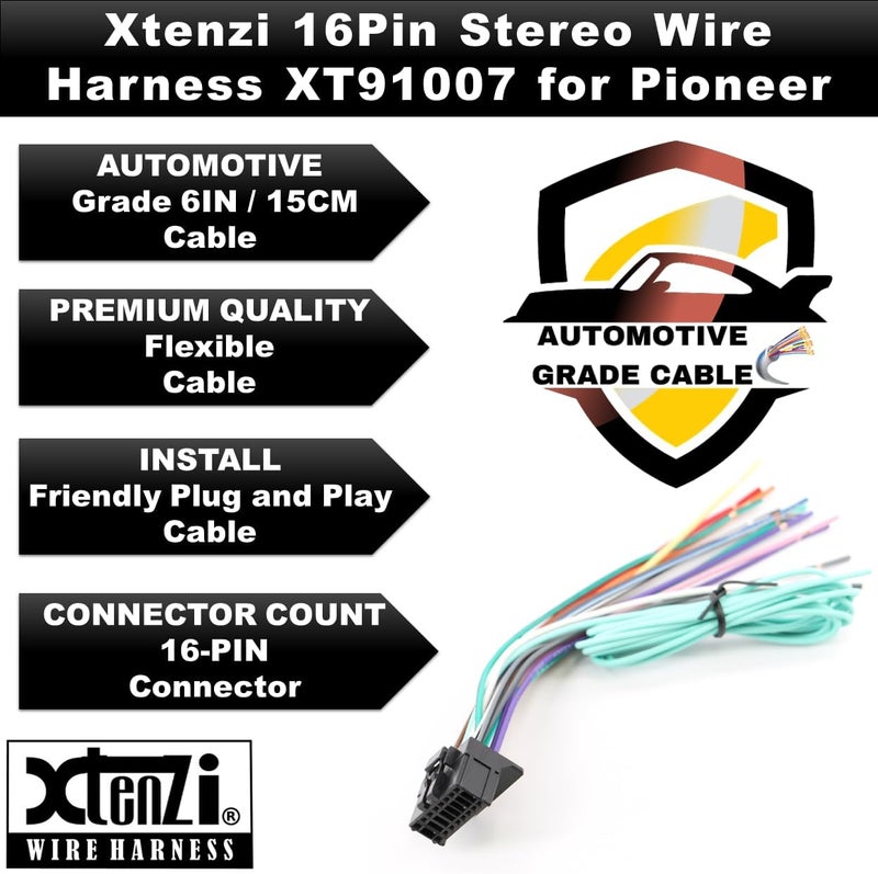 Xtenzi Power Cord Harness Speaker Plug for Pioneer AVIC Series - Image 3