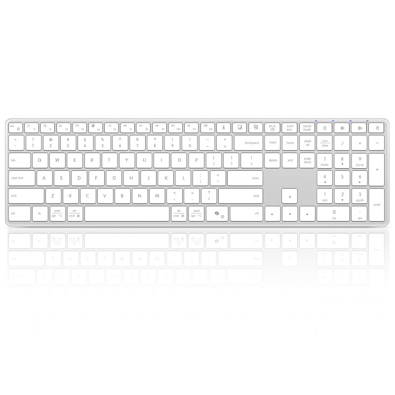 Bnnwa Wireless Bluetooth Keyboard Stainless Steel Multi-Device Full Size Keyboard with Numeric Keypad Low Profile Silent Cordless Keyboards Quiet Typing for Computer/Windows/PC/Laptop(Silver White) - Image 1