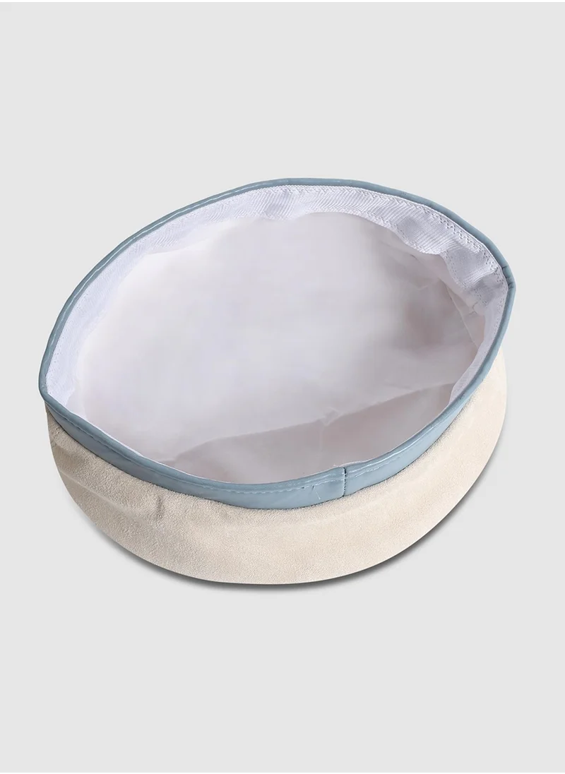 Haute Sauce Contrast Texture Beret Hat - White & Blue