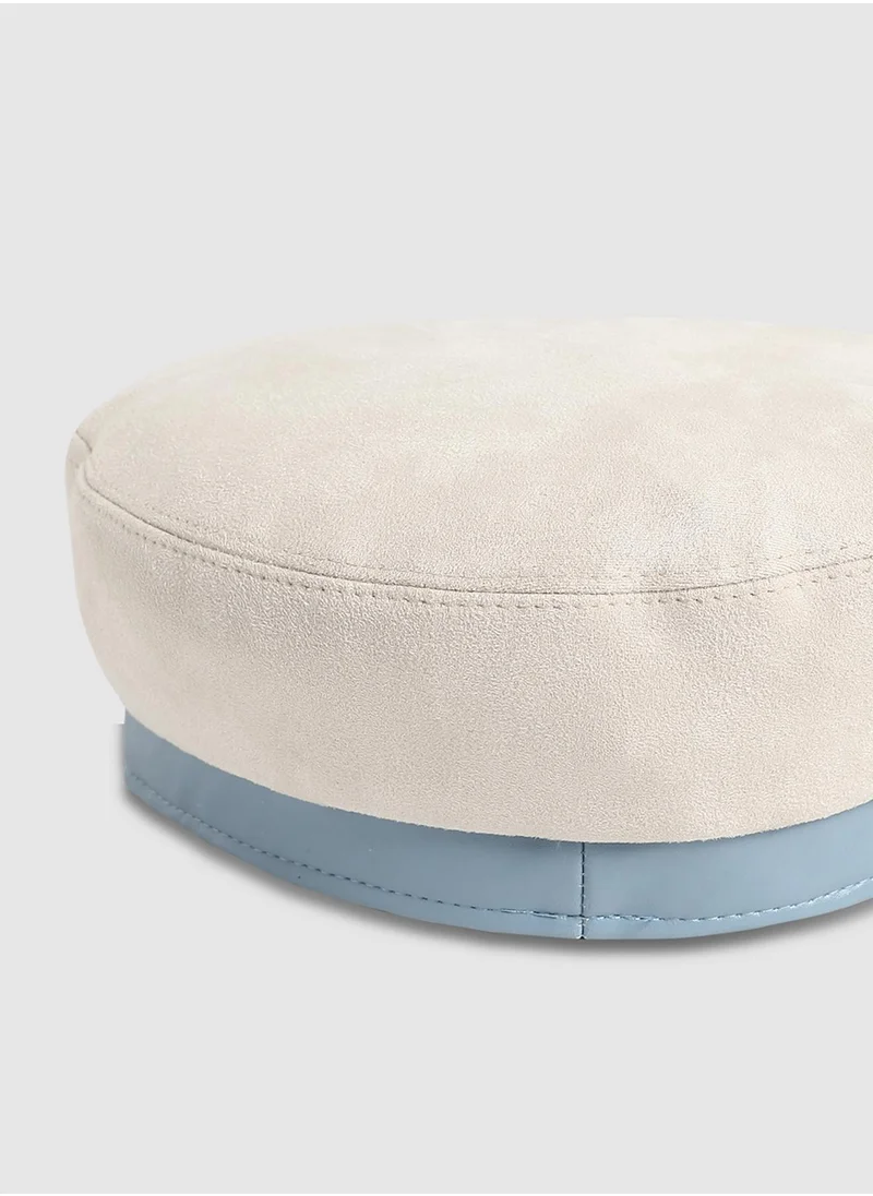 Haute Sauce Contrast Texture Beret Hat - White & Blue