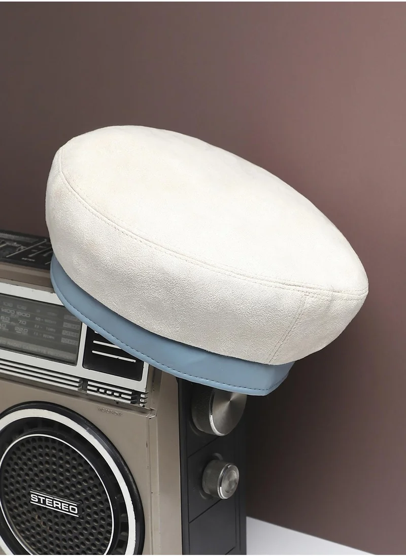 Haute Sauce Contrast Texture Beret Hat - White & Blue