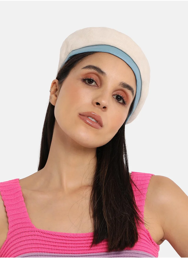 Haute Sauce Contrast Texture Beret Hat - White & Blue