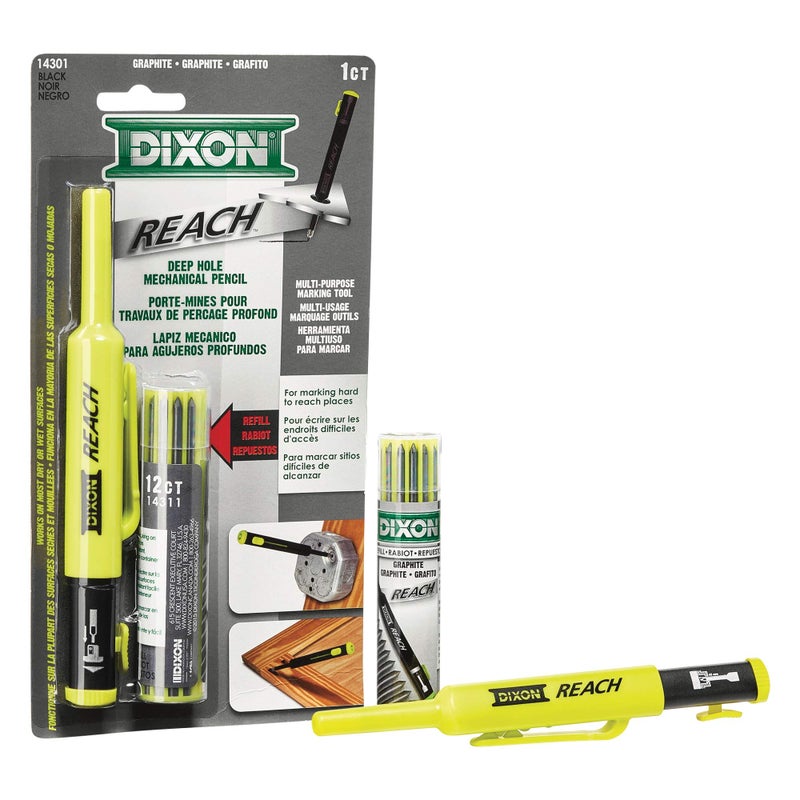 Dixon Industrial REACH- Deep Hole Mechanical Pencil with Lead Refills included, Yellow (14301) - Image 1