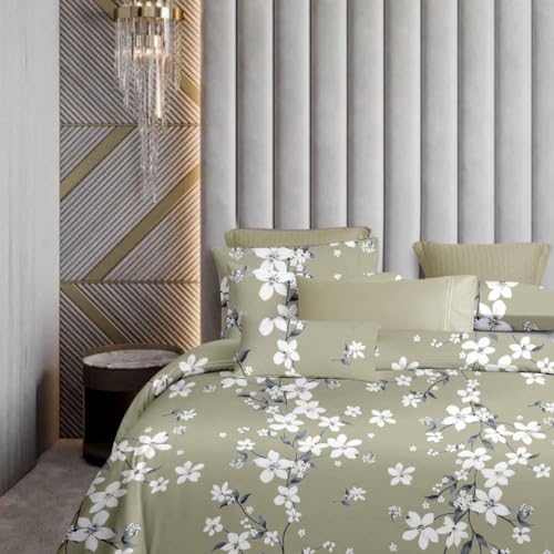 Plumora Double Bed Cotton Bedsheet Queen Size 90x100, 100% Pure Cotton Bed Sheet with 2 Pillow Covers, 240 TC Soft Breathable Floral Design – (Olive, Olivia) - Image 4